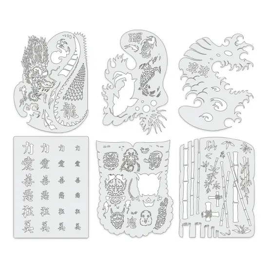 Iwata Artool Freehand Template - Set of 6, Kanji Master {1}