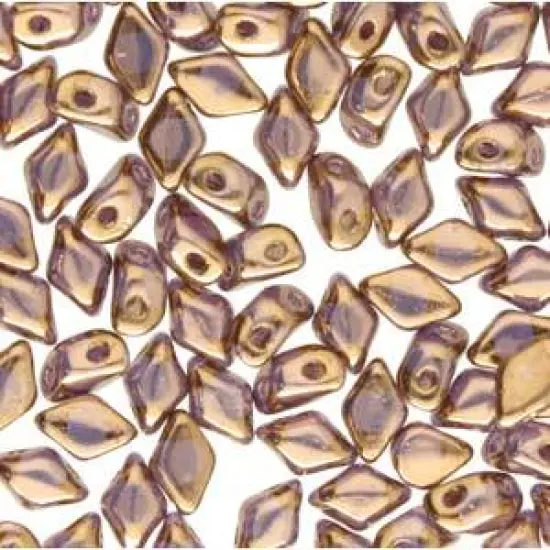 Mini GemDuo 2-Hole Diamond Shaped Bead, Crystal Gold Bronze, 7.5 grams {1}