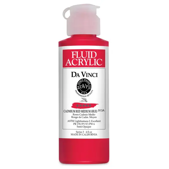 Da Vinci Fluid Acrylics - Cadmium Red Medium Hue, 4 oz bottle {1}