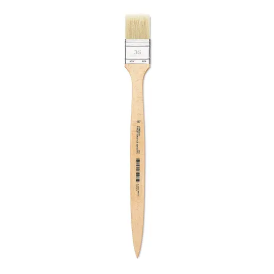 Utrecht Rhenish Pure Hog Bristle Brush - Extra Large Flat, Size 1-1/2", Long Handle {2}
