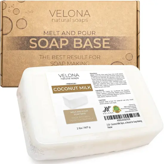 2 LB - Coconut Milk Glycerin Soap Base by Velona | SLS/SLES Free | Melt and Pour | Natural Bar for The Best Result for Soap Making&hellip; {1}