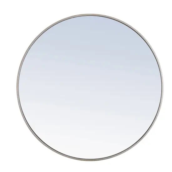 Metal frame Round Mirror 36 inch Silver finish {1}