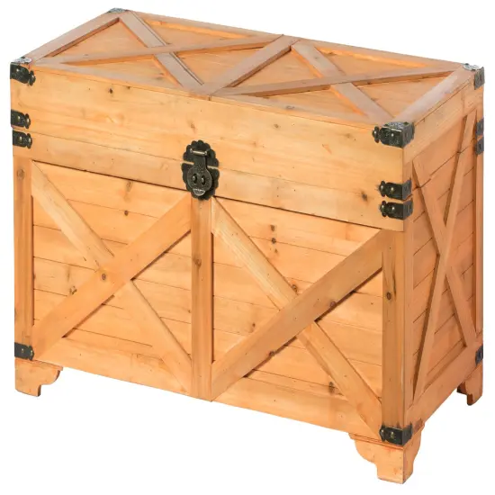 Barn Design Large Decorative Farmhouse Wooden Storage Trunk Chest {4}