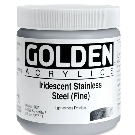 Golden Heavy Body Acrylic Paint - Iridescent Stainless Steel (Fine), 8 oz jar {1}