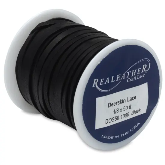 Realeather Deerskin Lace - 1/8" x 50 ft, Black {1}