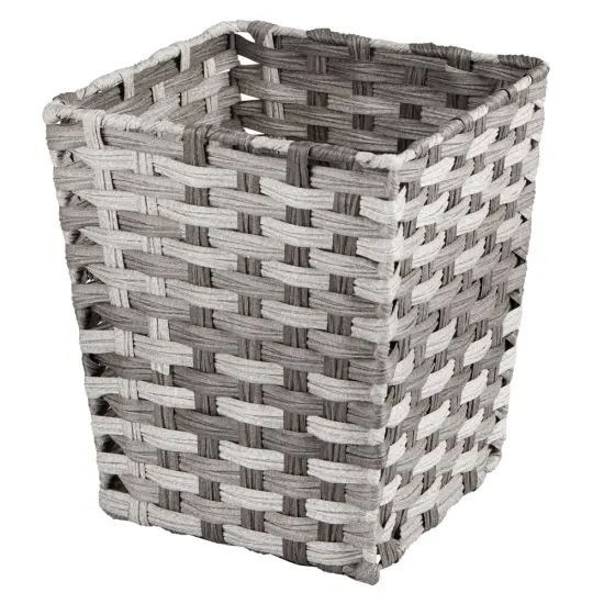 mDesign Woven Square Trash Can Wastebasket, Garbage Container Bin {4}