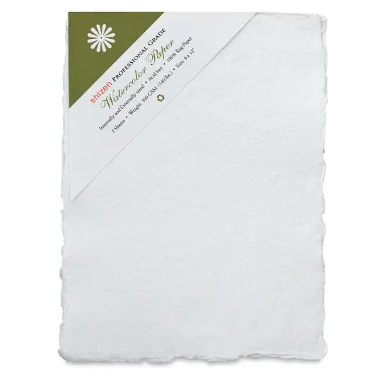 Shizen Professional Watercolor Paper - 9" x 12", Cold Press/Rough, Pkg of 5 Sheets {1}