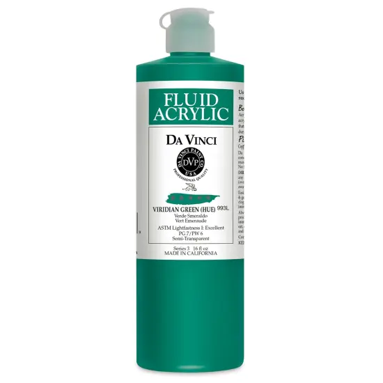 Da Vinci Fluid Acrylics - Viridian Green Hue, 16 oz bottle {1}