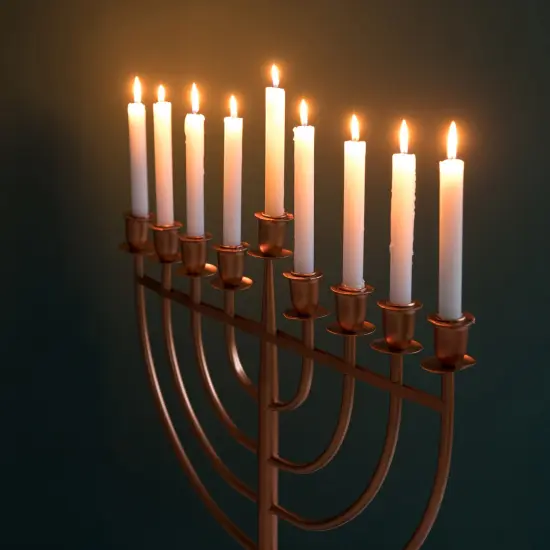 Modern Solid Metal Judaica Hanukkah Menorah 9 Branched Candelabra Brown {5}