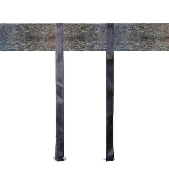 Hanging Black Nylon Straps with Metal Carabiners, Set of 2 {1}