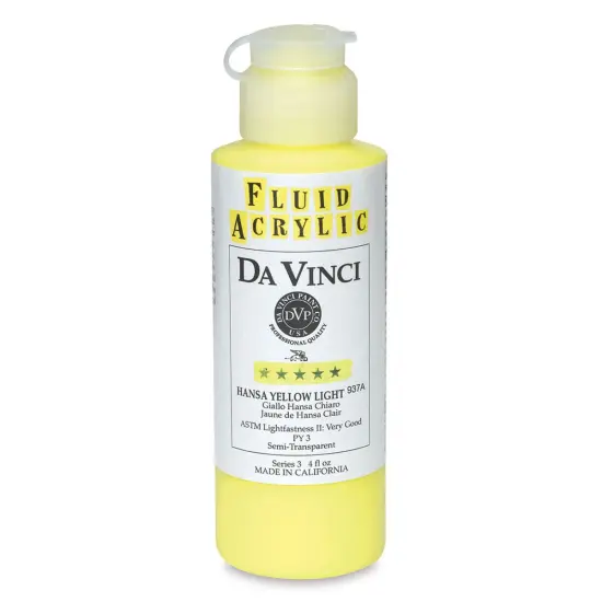 Da Vinci Fluid Acrylics - Hansa Yellow Light, 16 oz bottle {1}
