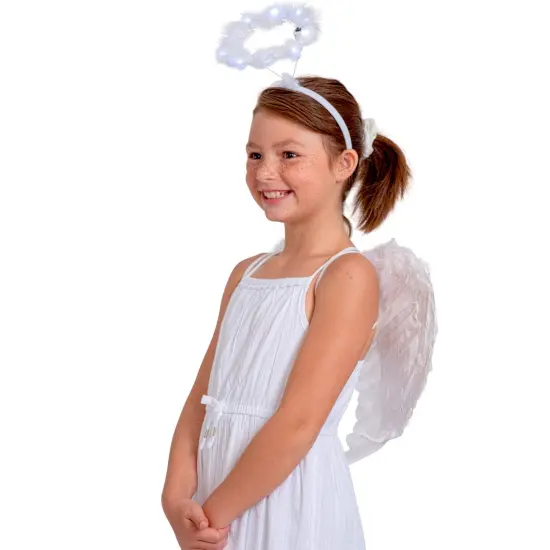 Angel Wings Costume Accessory - White Feathered Angelic Wings for Angel and Cupid Costume for Adults and Children {2}