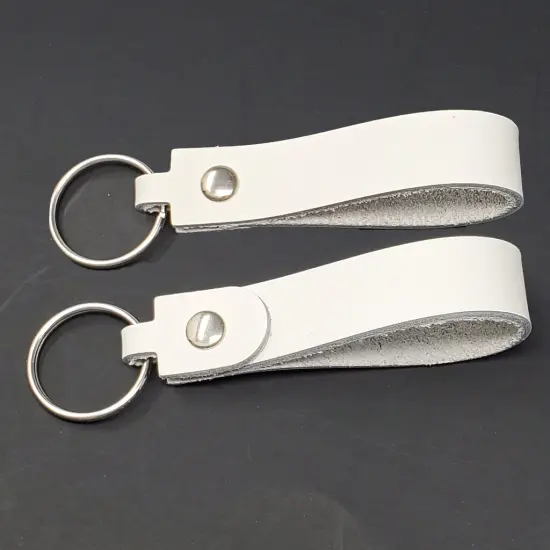 Blank Leather Keychains &ndash; DIY Engraving Kit, Pack of 10 (&frac34;" x 4.5") White {2}