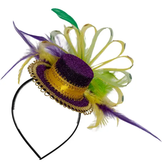 Purple Top Hat Headband - Mardi Gras Mini Hat Dress Up Hair Costume Accessories Head Band for Women and Children {1}
