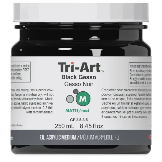 Tri-Art Acrylic Gel Medium - Black Acrylic Gesso, 250 ml jar {1}