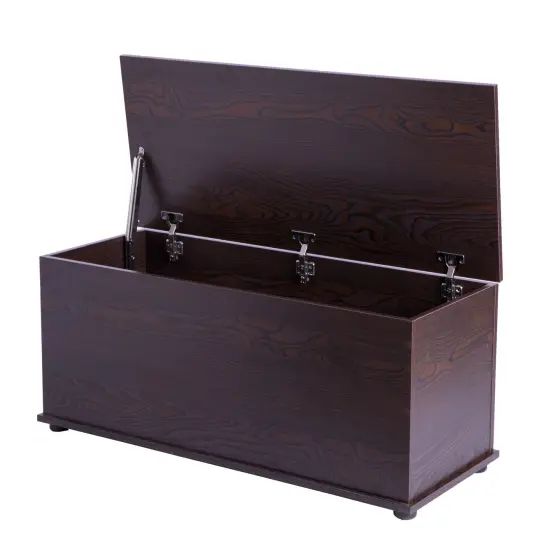 Large Storage Toy Box with Soft Closure Lid, Wooden Organizing Furniture Storage Chest Brown {6}