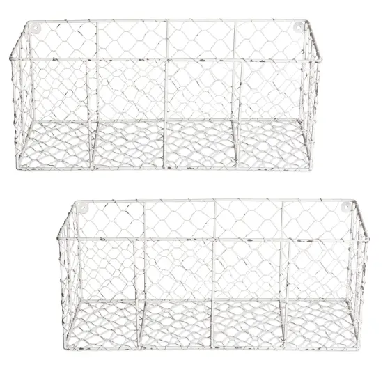 DII Wall Mount Chicken Wire Basket(Set of 2) Small Antique White {1}