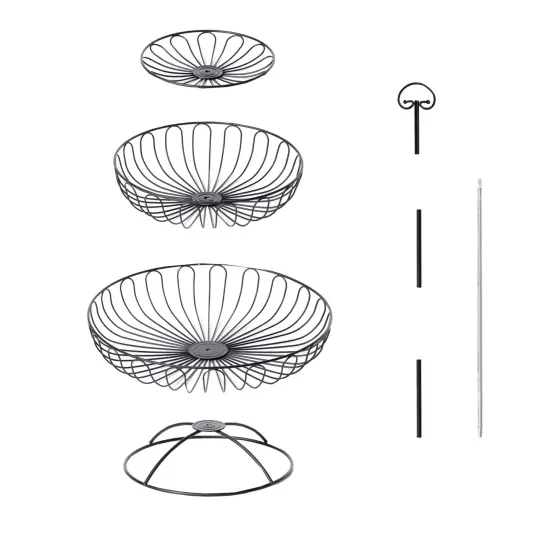 3 Tiers Wire Iron Basket Fruit Bowl, Black {4}