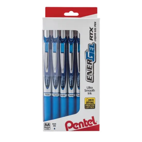 EnerGel RTX Retractable Liquid Gel Pen, (0.7mm) Metal Tip, Medium Line,0.7mm, Blue Ink, 12-Pk Hanging Window Box {1}