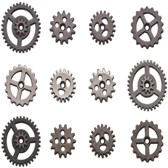 Idea-Ology Metal Mini Gears .5" To .75" 12/Pkg-Antique Nickel, Brass & Copper {2}