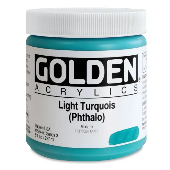 Golden Heavy Body Artist Acrylics - Light Turquoise (Phthalo), 8 oz Jar {1}