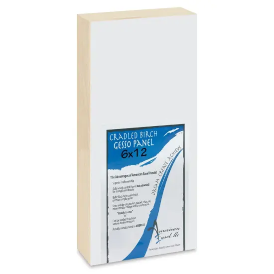 American Easel Gessoed Wood Painting Panel - 6" x 12", 1-5/8" Cradle {1}