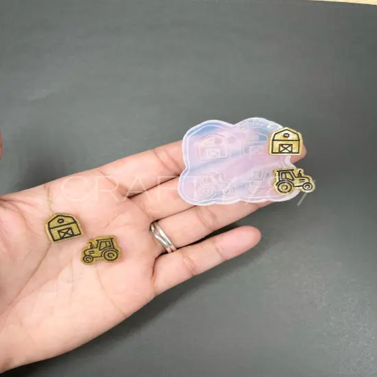 Farm & Tractor Stud Earring Silicone Mold (B13) {1}
