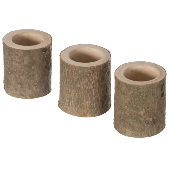 Set of 3 Rustic Wooden Round Handcrafted Holder Organizer for Flatware Utensil and Supplies {3}