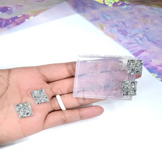 Rectangular Druzy Earring Stud Silicone Mold 10mm x 14mm( B10) {1}