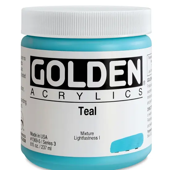 Golden Heavy Body Artist Acrylics - Teal, 8 oz Jar {2}