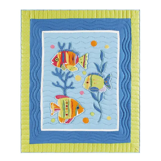 Fish Outta Water Cotton Quilted 50" x 60" Throw Blanket {1}