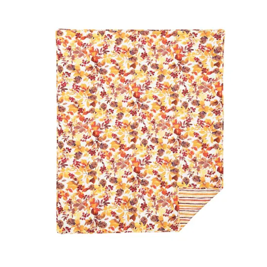 Cordelia Watercolor Leaves 100% Cotton Quilted Accent Throw Blanket 48" x 60" {1}