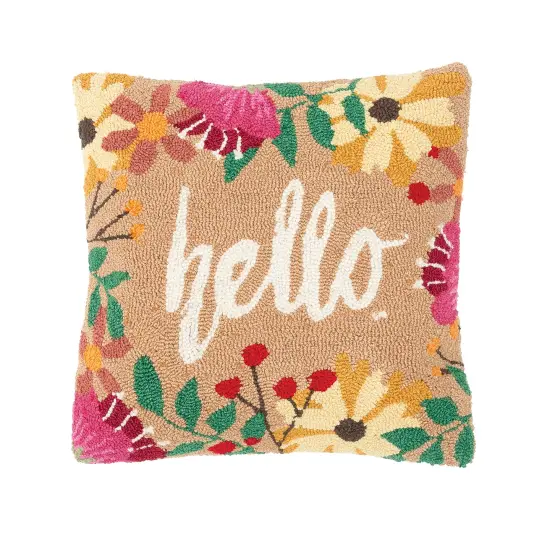 Hello Hooked Throw Pillow, 18" x 18" {1}