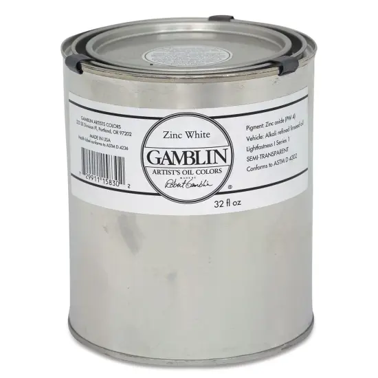 Gamblin Artist's Oil Color - Zinc White, 32 oz Can {1}