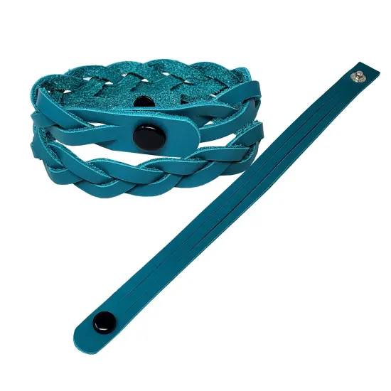 Mystery Braid Leather Bracelets Kit - 8 TurquoiseDIY Leather Bracelets Braiding Ready - Made in USA {3}