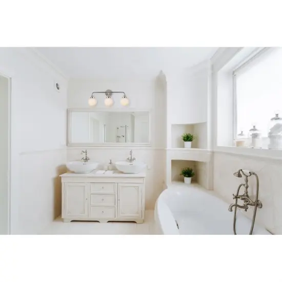 Hanson 3 lights bath sconce in polished nickel with frosted shade {2}