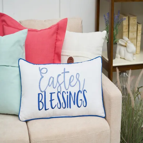 Spring "Easter Blessings" Embroidered Accent Pillow, 12" x 24" {3}
