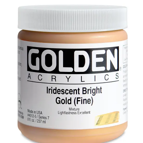 Golden Heavy Body Artist Acrylics - Iridescent Bright Gold (Fine)(65), 8 oz Jar {1}