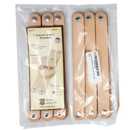 1 Inch Vegetable Leather Bracelets Blank 6 Pack - Stamping, Tooling, Engraving Ready {2}