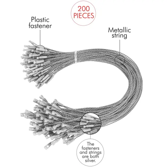 R&rsquo;ND Toys Christmas Ornament Hooks &ndash; Christmas Tree Easy Snap Fastening Metallic Decorating String Hangers Ornament Hooks for Hanging Christmas Tree Decorations - Pack of 200 (Silver) {6}