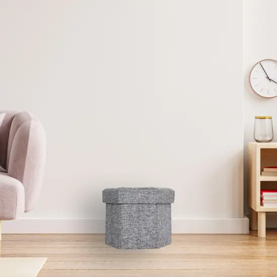 Decorative Grey Foldable Hexagon Ottoman for Living Room, Bedroom, Dining, Playroom or Office {2}
