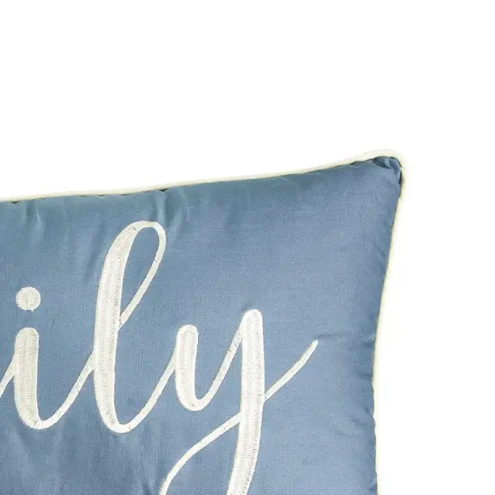 Embroidered "Family" Cursive Script Rectangle Accent Pillow, 12" x 24" {3}