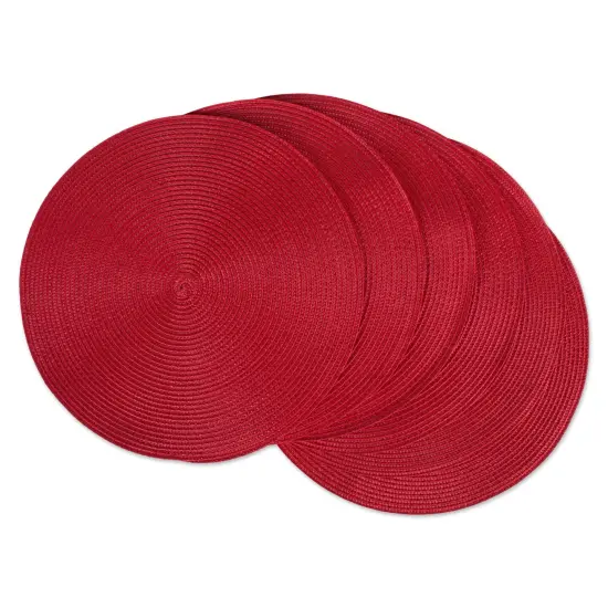 PLACEMAT ROUND WOVEN RED Set of 6 {1}
