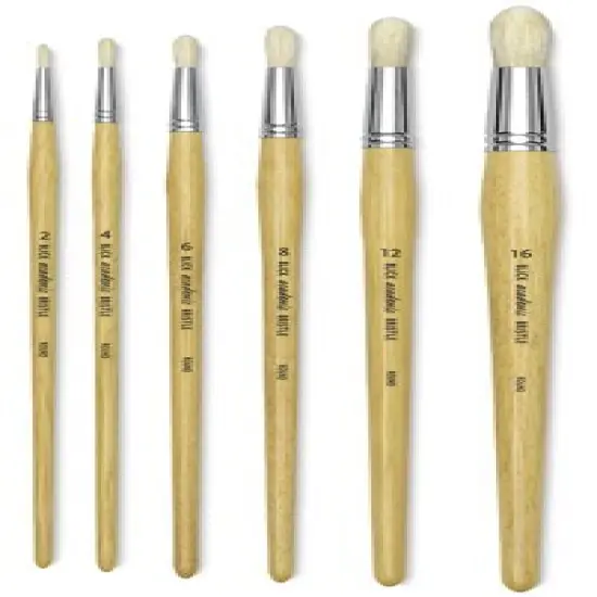 Blick Academic Bristle Brush Set - Round, Long Handle, Set of 6 {1}