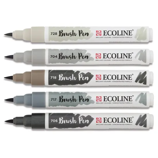 Royal Talens Ecoline Brush Marker Set - Grey Tones, Set of 5 {2}