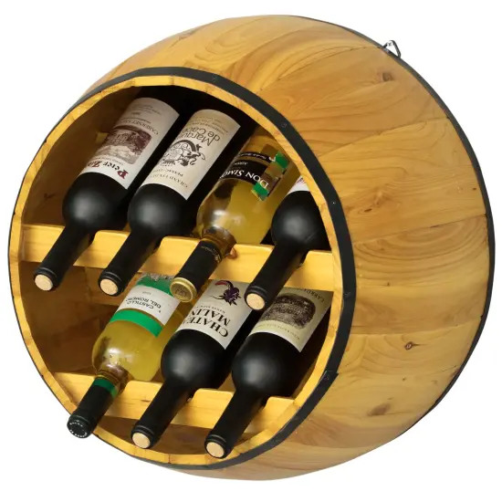 Wooden Hanging Wine Barrel Wine Rack {1}