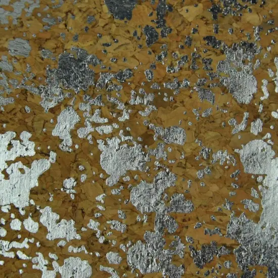 Belagio Cork Fabric, 18" x 15", Silver Leaf Print, Natural/Silver {1}