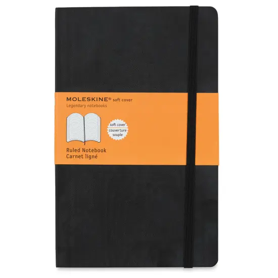 Moleskine Classic Soft Cover Notebook - Black, Ruled, 8-1/4" x 5" {1}