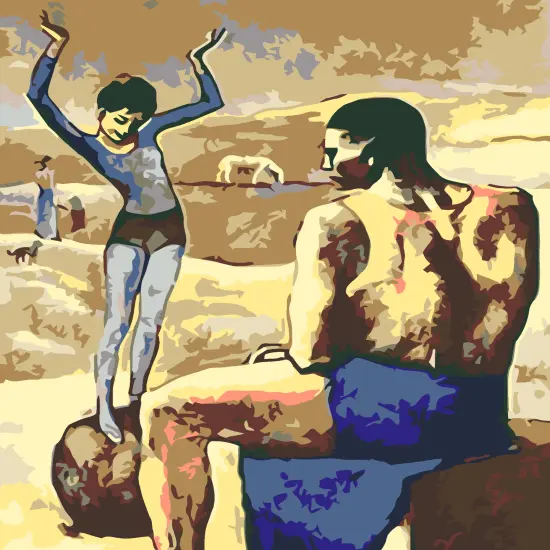 Artwille DIY Paint by Numbers for Adults and Kids, Acrylic Painting Kit - "The girl on the ball", 13.8 x 17.7 in {1}