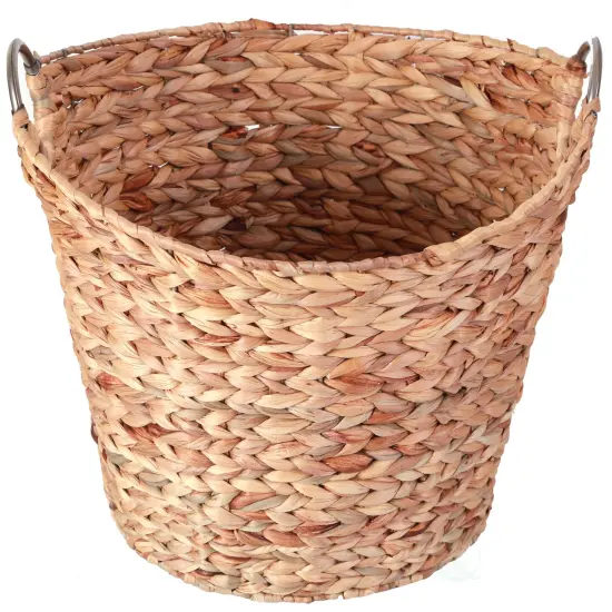 Water Hyacinth Wicker Large Round Storage Laundry Basket with Handles {1}